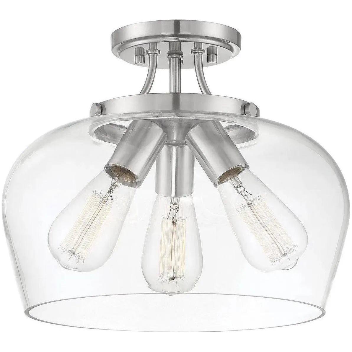 Savoy House - Octave Three Light Semi-Flush Mount - 6-4035-3-SN | Montreal Lighting & Hardware
