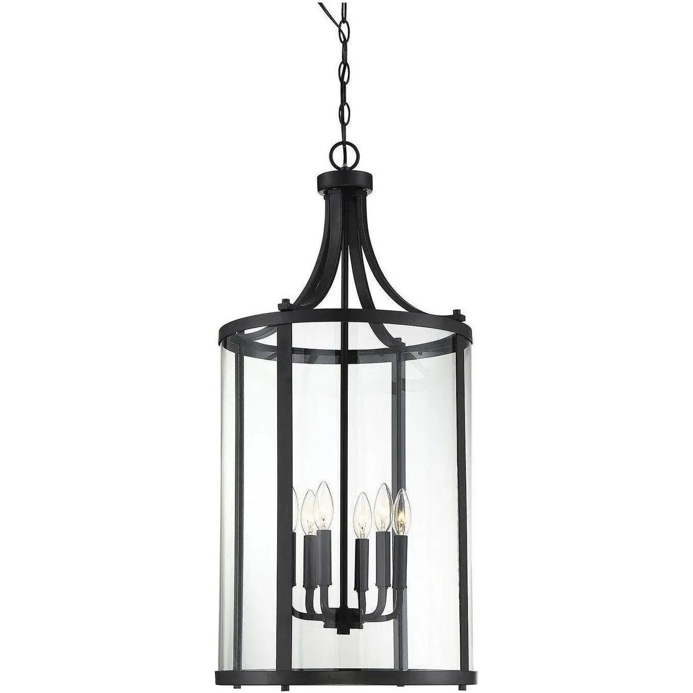 Savoy House - Penrose Six Light Foyer Lantern - 7-1041-6-BK | Montreal Lighting & Hardware