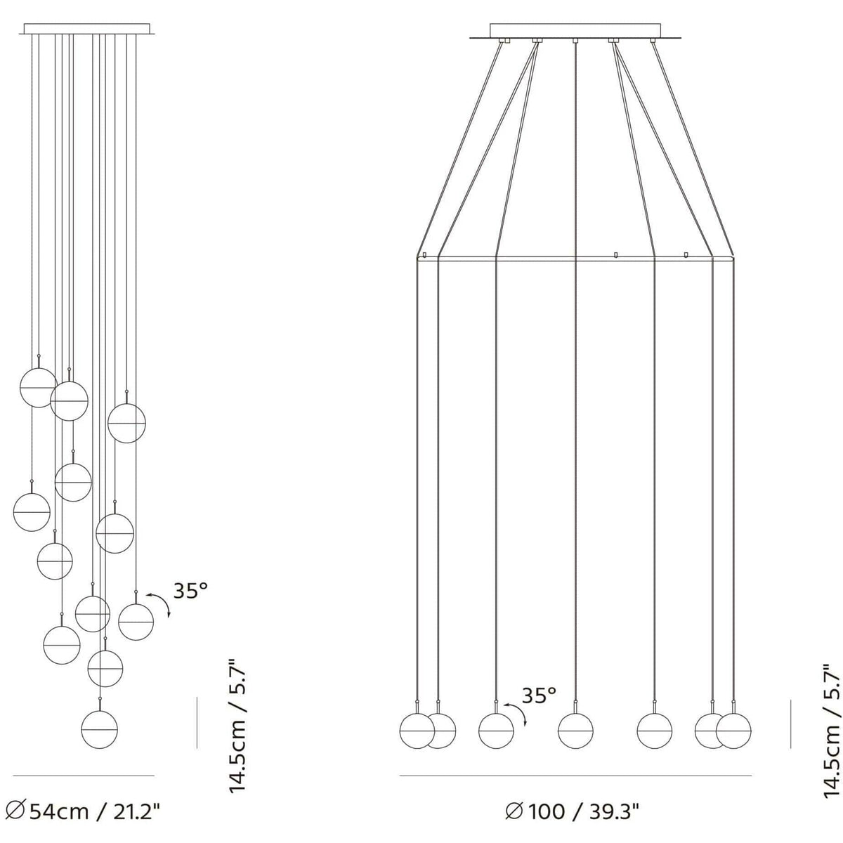 Seed Design - Dora Pendant Light 12 - SLD-1010P12-CPR | Montreal Lighting & Hardware