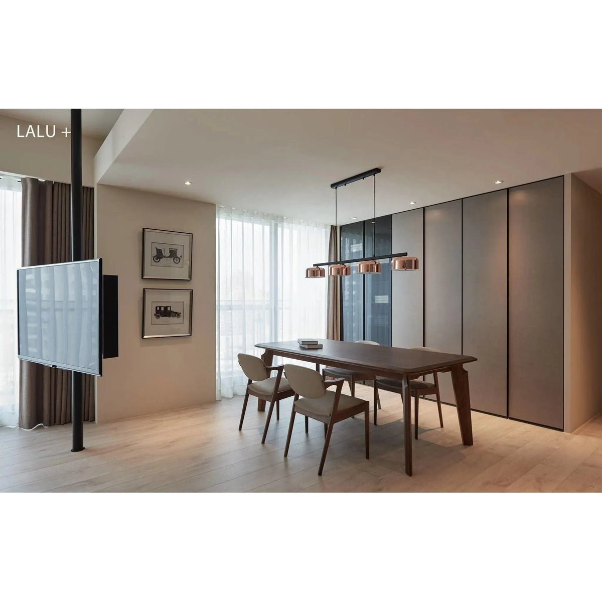 Seed Design - Lalu+ Pendant Light - SQ-250MCTR4-CPR | Montreal Lighting & Hardware