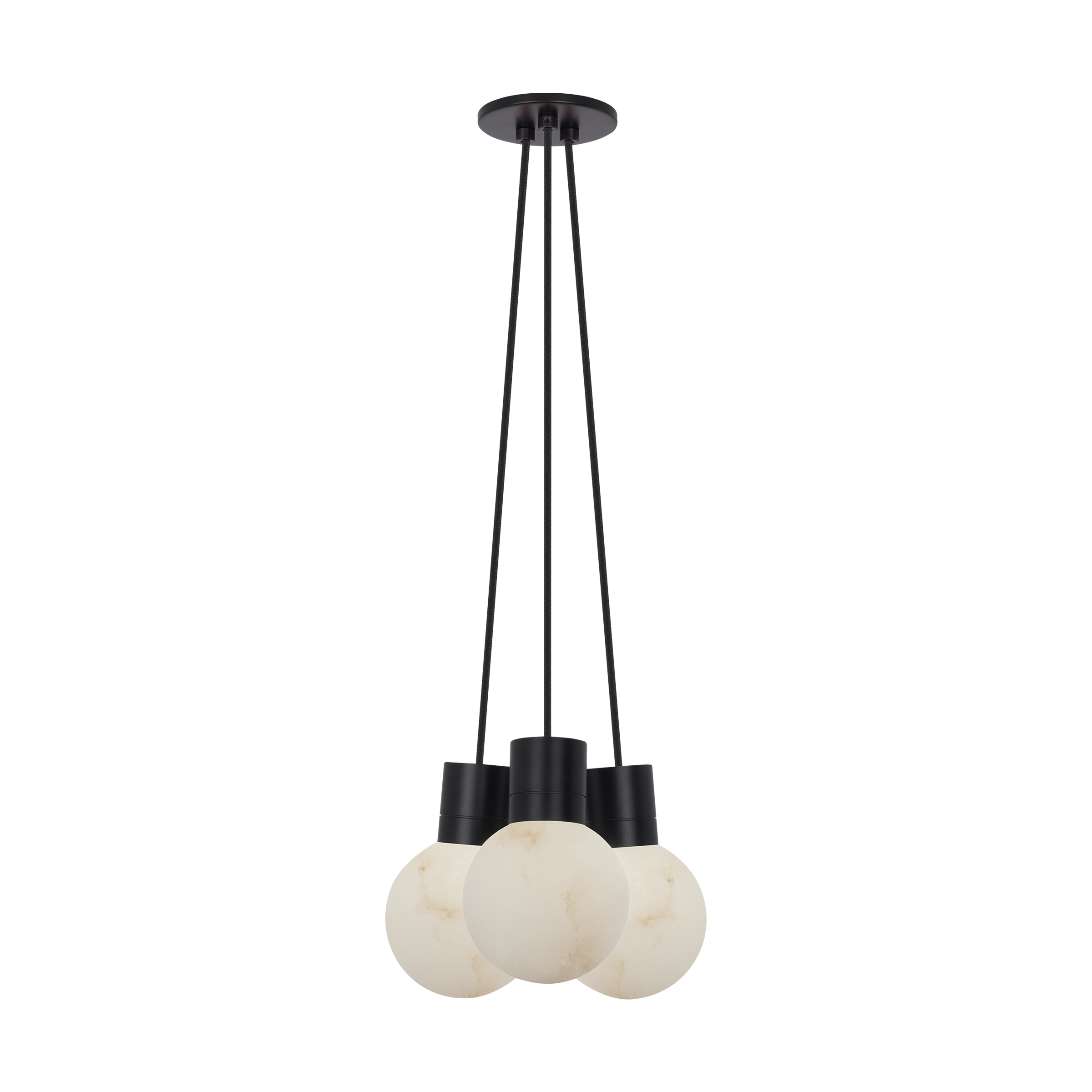 Visual Comfort Modern Collection - SLCH54227BB - Mina Alabaster 3-Light Small Chandelier - Mina - Black