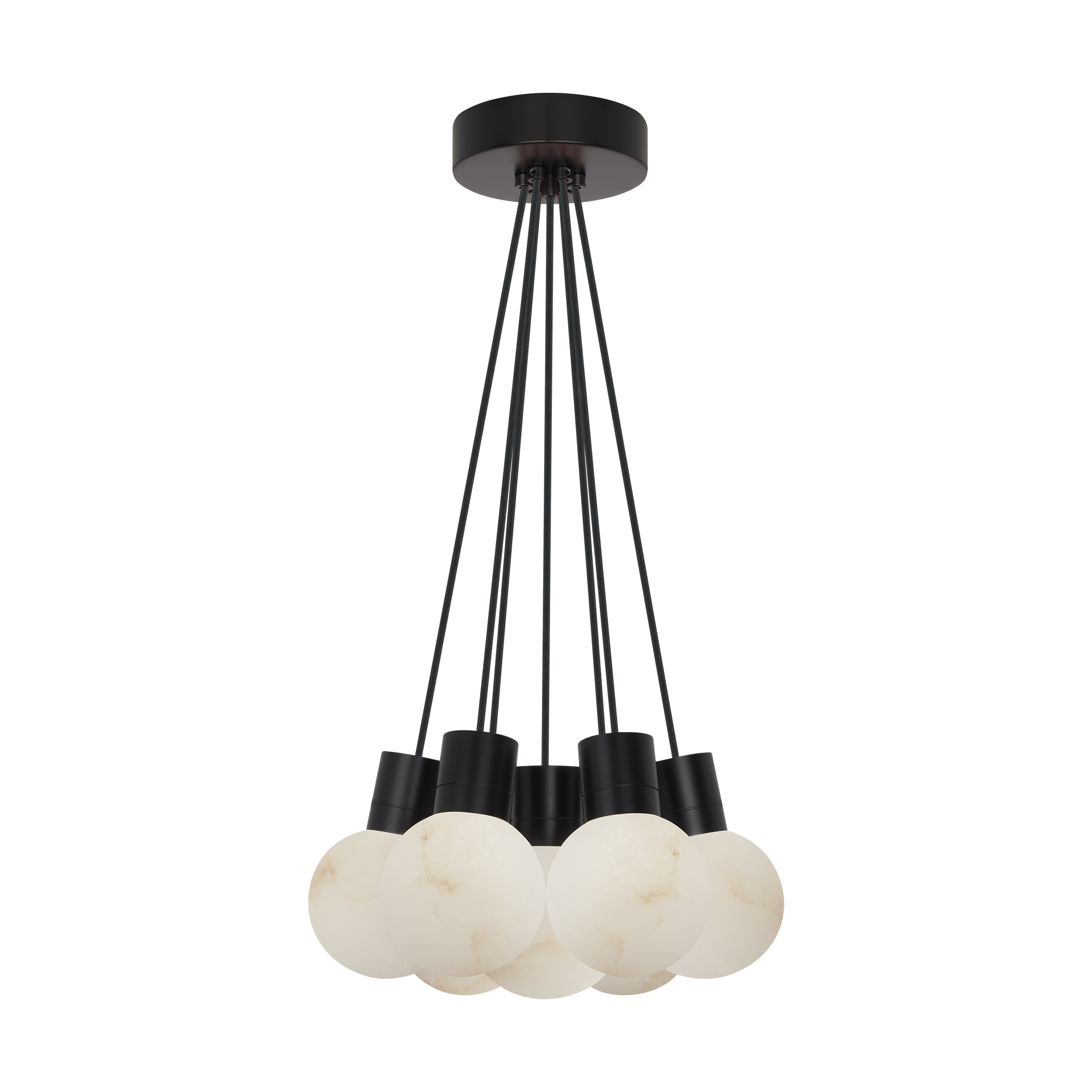 Visual Comfort Modern Collection - SLCH54327BB - Mina Alabaster 7-Light Small Chandelier - Mina - Black