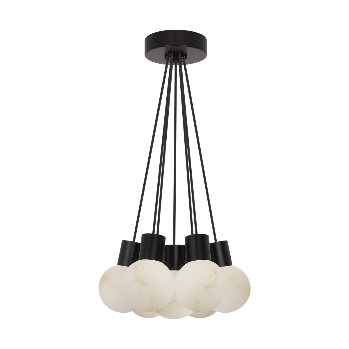 Collection Visual Comfort Modern - SLCH54327BB - Mina Alabaster 7 lumières petit modèle Suspendu - Mina - Noir