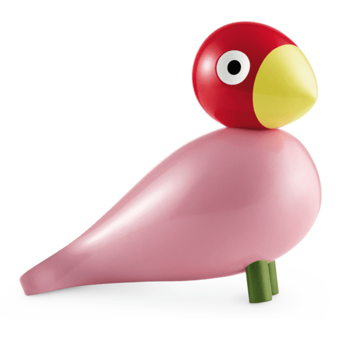 Kay Bojesen 39400 Figurine en bois oiseau chanteur rose/rouge
