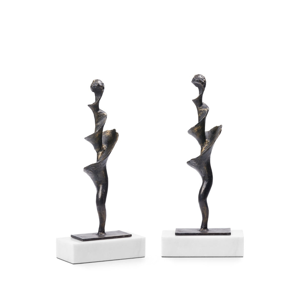 Ensemble de 2 petites statues en spirale