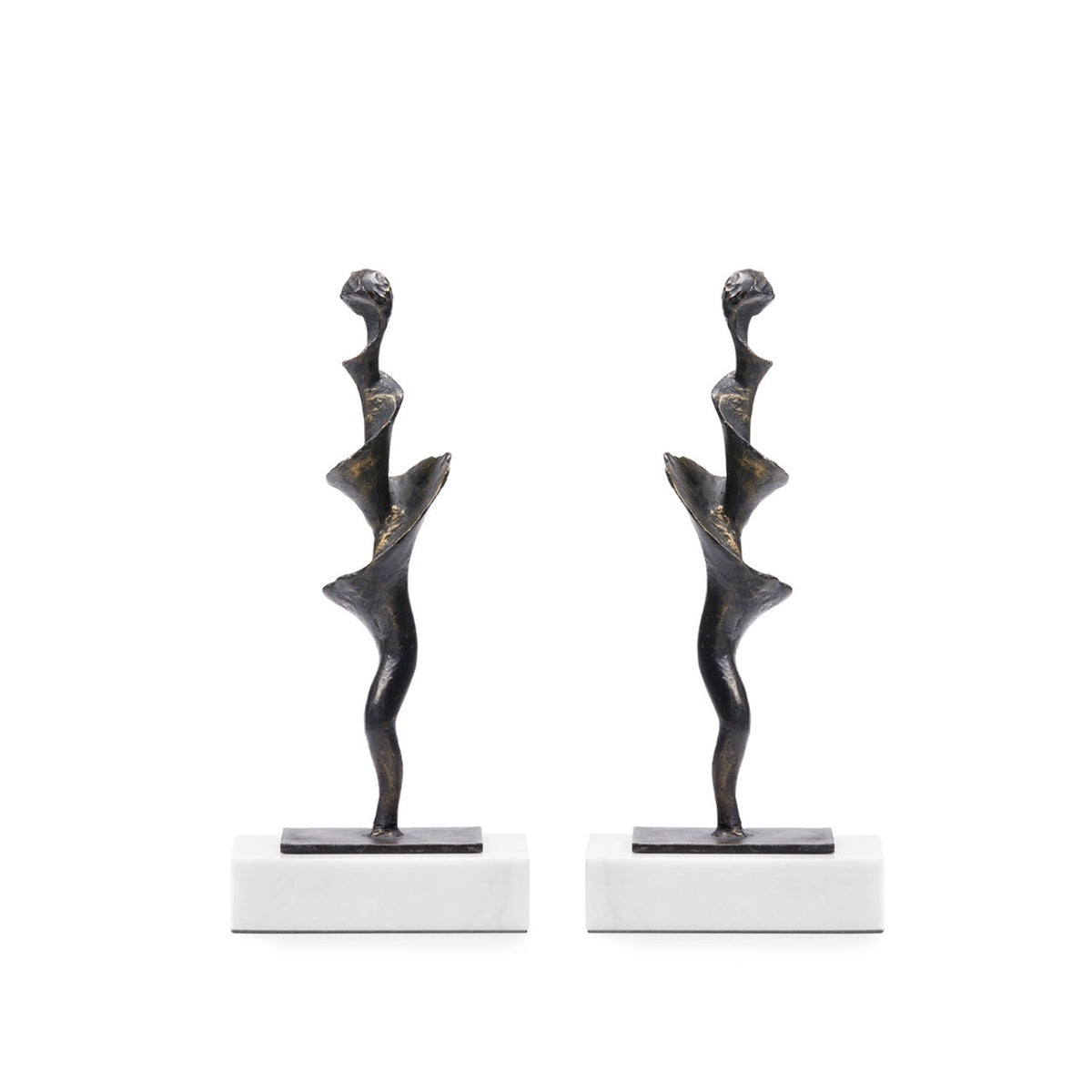 Ensemble de 2 petites statues en spirale