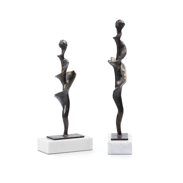 Ensemble de 2 petites statues en spirale