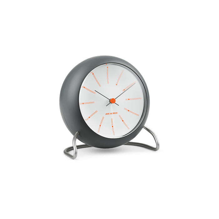 Horloge de table Arne Jacobsen 43694, style banquier, gris foncé