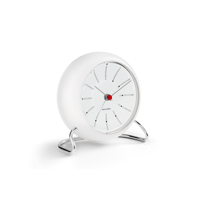 Horloge de table de banquier Arne Jacobsen Clocks 43675, blanche