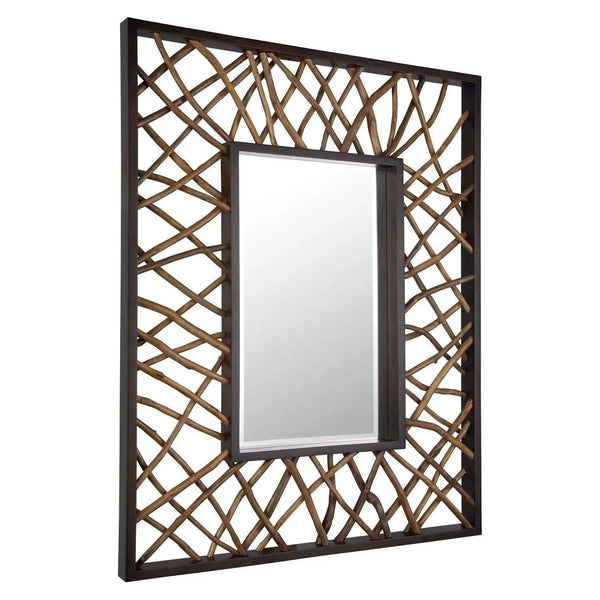 Miroir labyrinthe en teck