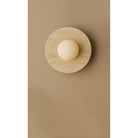 Dounia Home - DH-MARDISWAL-SM-TRA - Maria Disc Wall Sconce - Travertine - Travertine