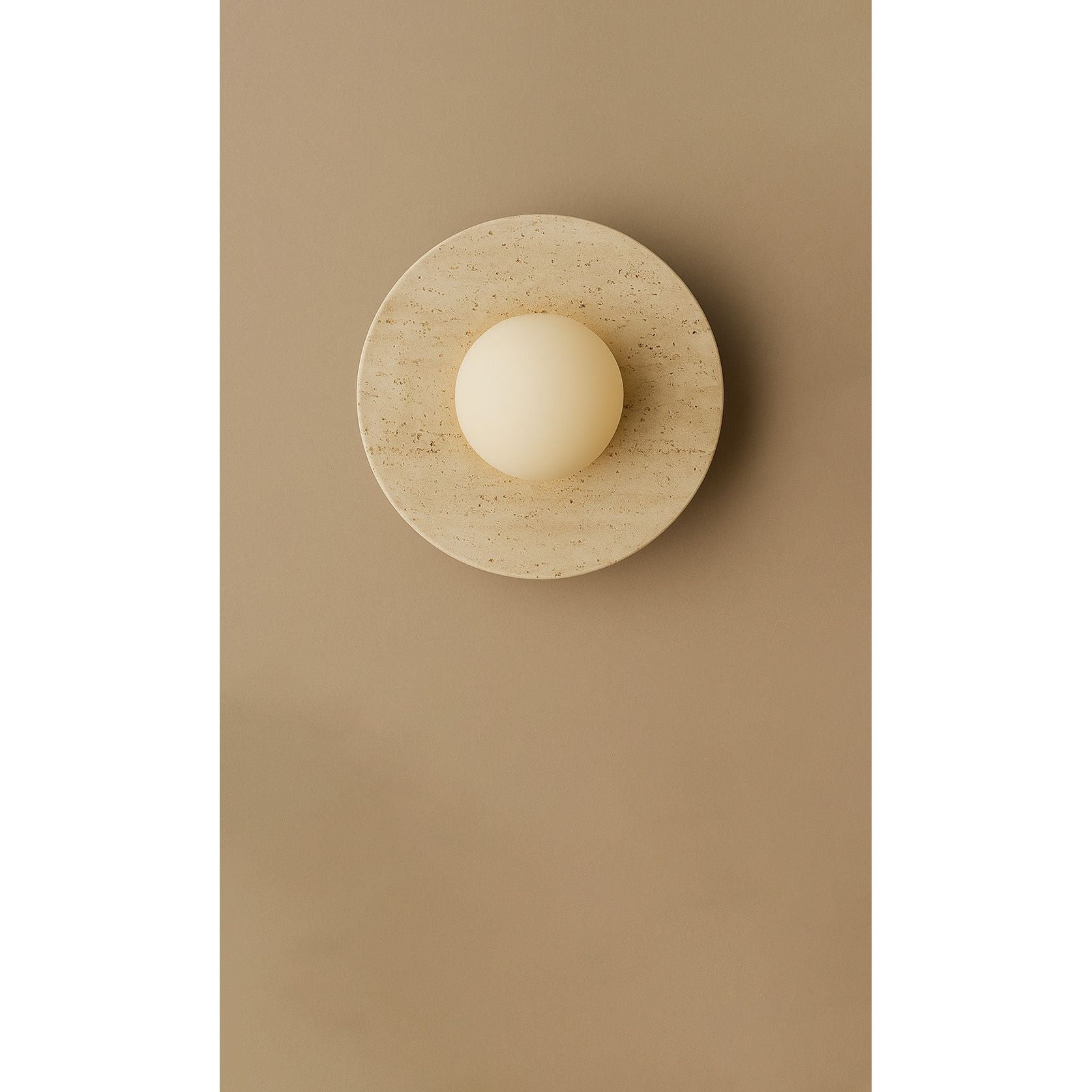 Dounia Home - DH-MARDISWAL-SM-TRA - Maria Disc Wall Sconce - Travertine - Travertine