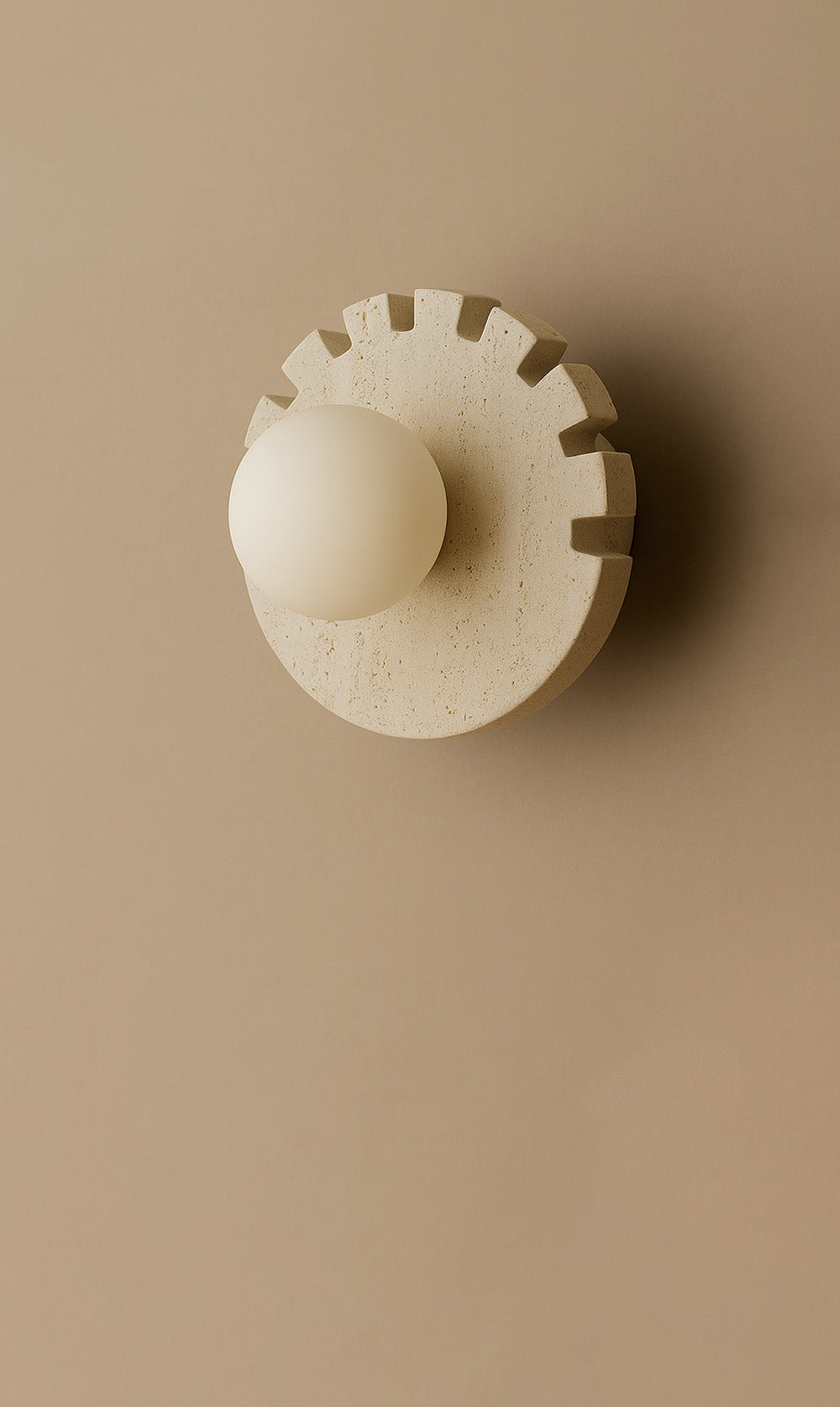 Dounia Home - DH-CHEDISWAL-MD-TRA - Checkered Disc Wall Sconce - Travertine - Travertine
