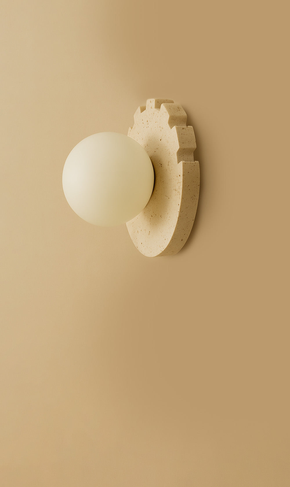 Dounia Home - DH-CHEDISWAL-LG-TRA - Checkered Disc Wall Sconce - Travertine - Travertine
