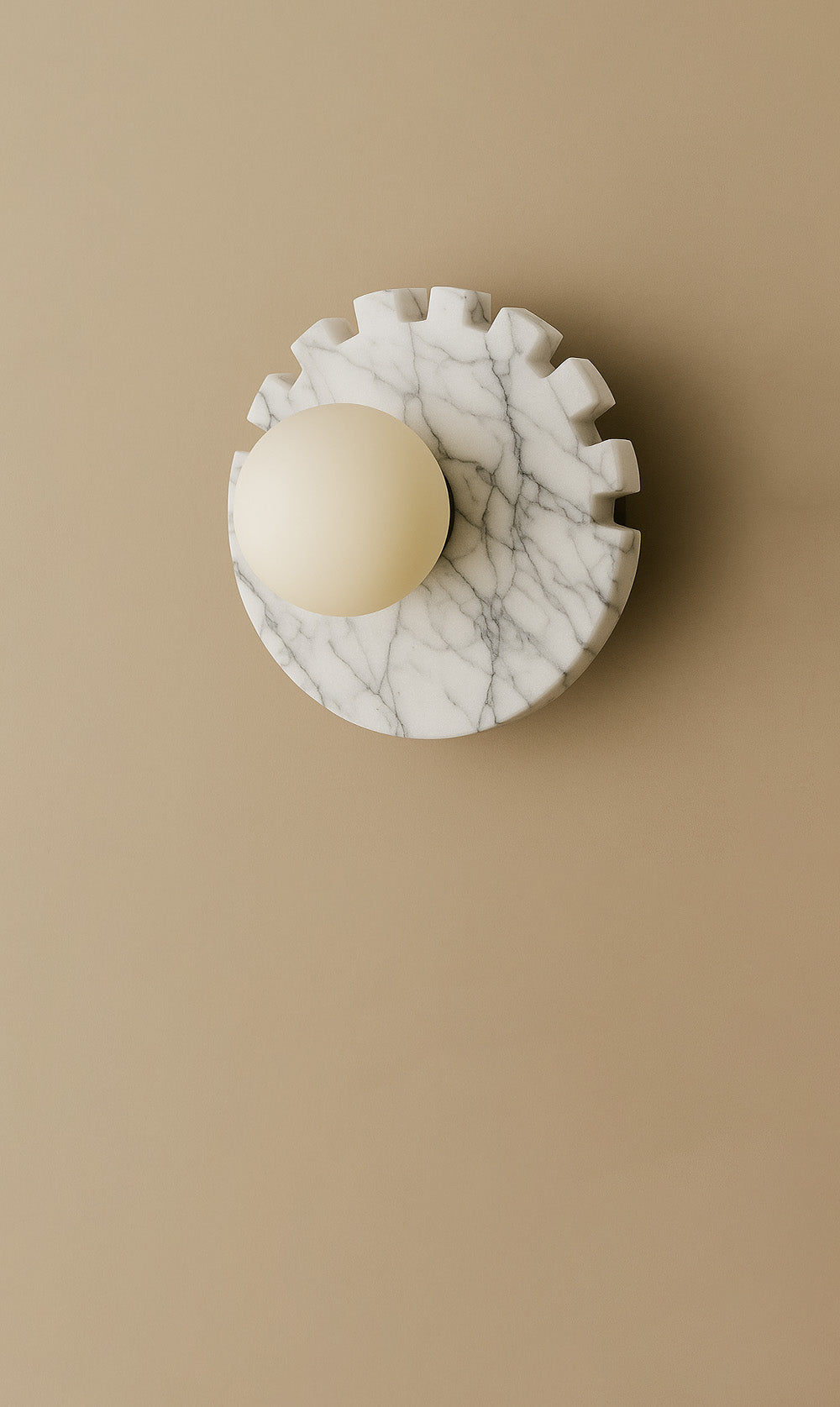 Dounia Home - DH-CHEDISWAL-MD-WHT - Checkered Disc Wall Sconce - White Marble - White Marble