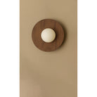 Dounia Home - DH-MARDISWAL-SM-WOD - Maria Disc Wall Sconce  - Walnut - Walnut