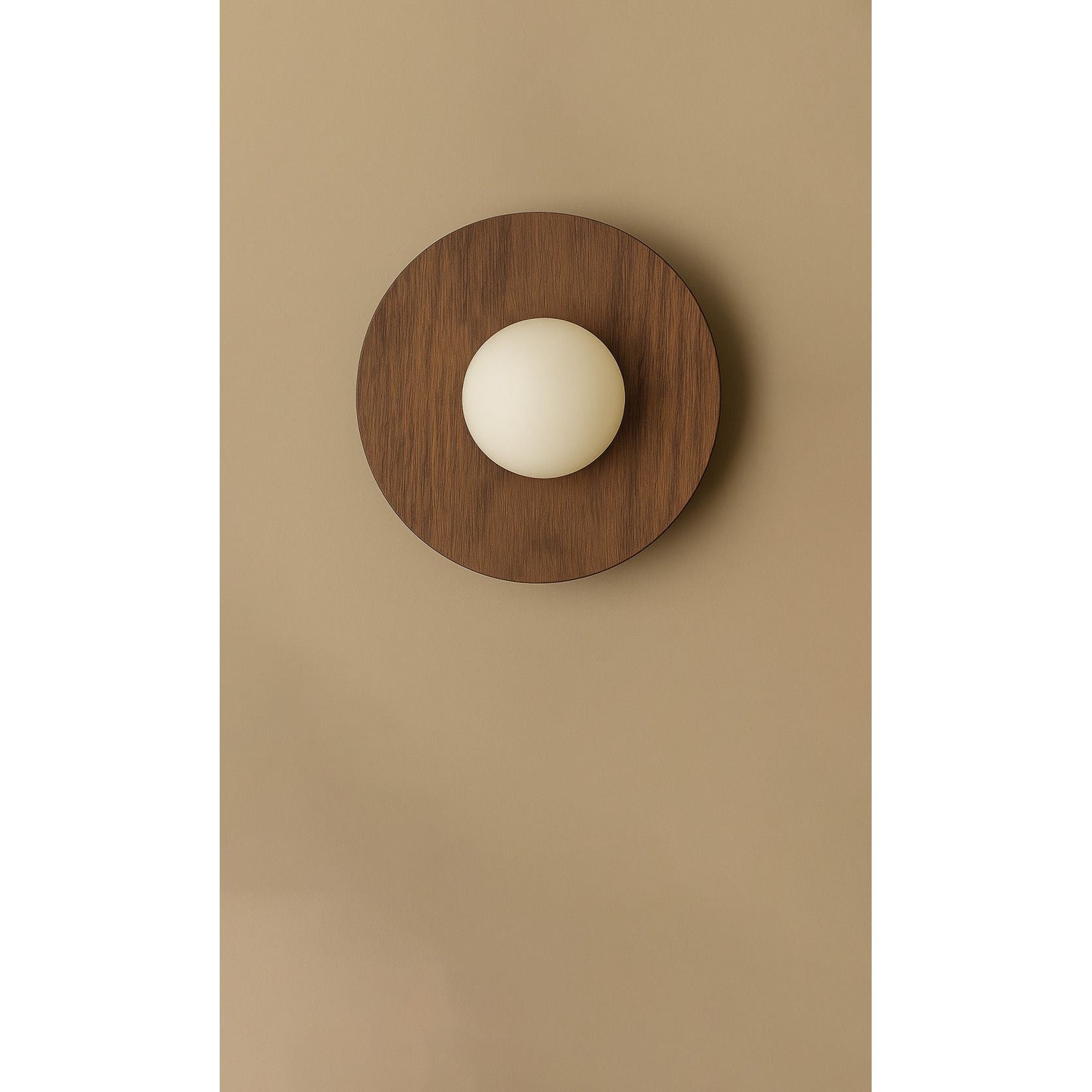 Dounia Home - DH-MARDISWAL-SM-WOD - Maria Disc Wall Sconce  - Walnut - Walnut