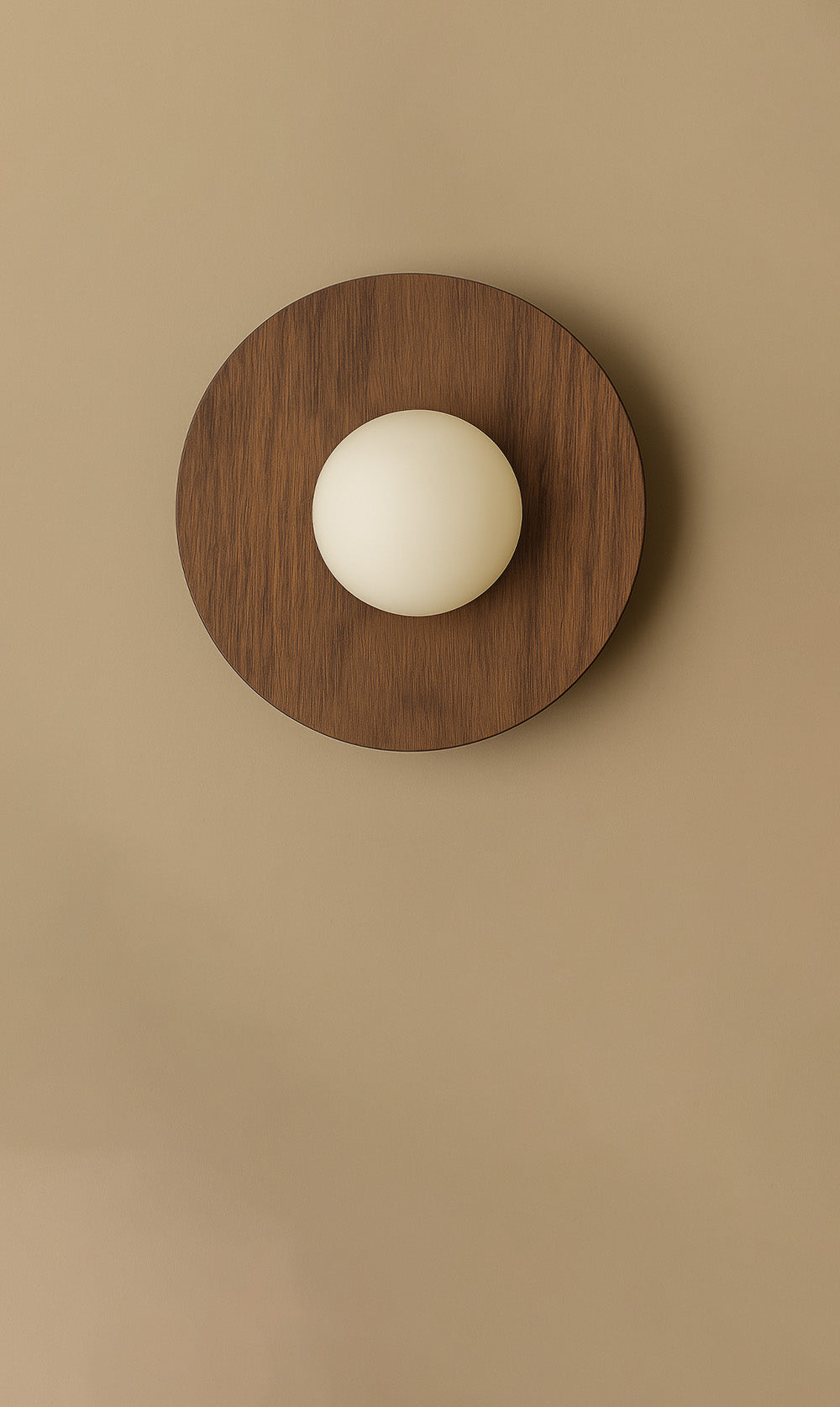 Dounia Home - DH-MARDISWAL-SM-WOD - Maria Disc Wall Sconce  - Walnut - Walnut