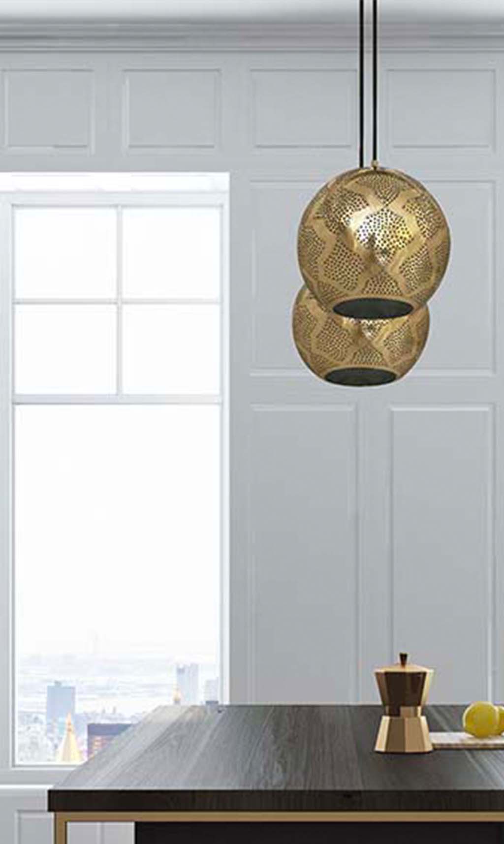 Dounia Home - DH-WARPENLIG-SM-PC - Warda Pendant Light - Polished Copper