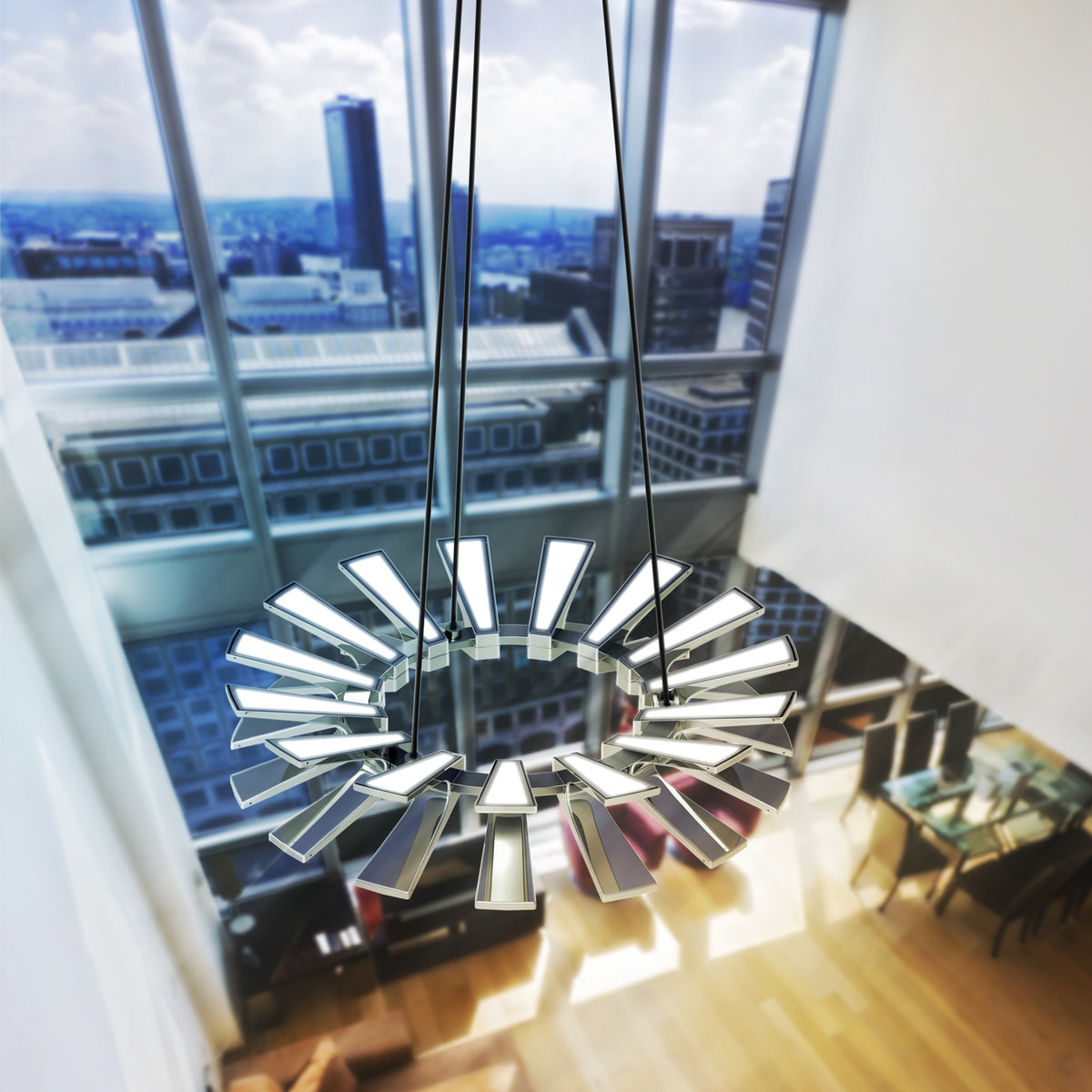 LED Wedge Suspension par Blackjack Lighting | Modèle de salle d'exposition