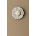 Dounia Home - DH-MARDISWAL-SM-WHT - Maria Disc Wall Sconce  - White Marble - White Marble
