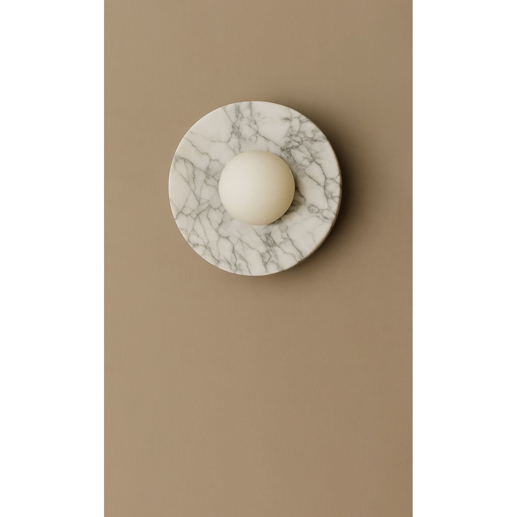 Dounia Home - DH-MARDISWAL-SM-WHT - Maria Disc Wall Sconce  - White Marble - White Marble