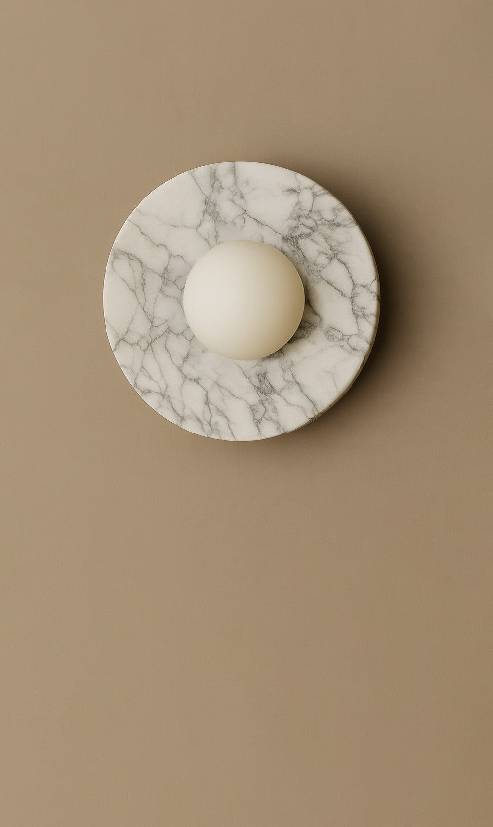 Dounia Home - DH-MARDISWAL-SM-WHT - Maria Disc Wall Sconce  - White Marble - White Marble
