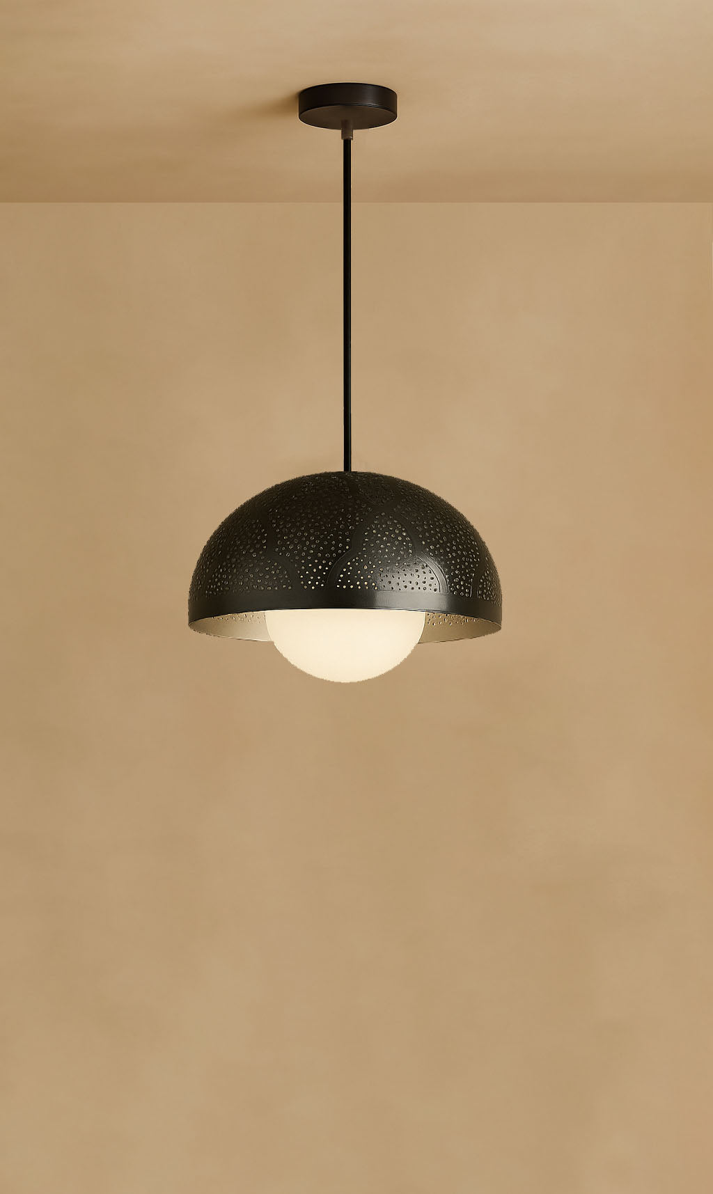 Dounia Home - DH-ZANMETDOM-SM-BRS - Zana Metal Dome-shaped Shade Suspension - Polished Brass
