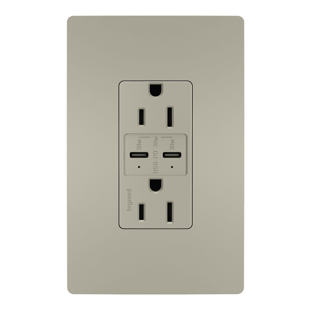 Legrand Radiant - radiant® 15A Tamper Resistant Ultra Fast PLUS Power Delivery USB Type C/C Outlet - R26USBPDNICC6 | Montreal Lighting & Hardware