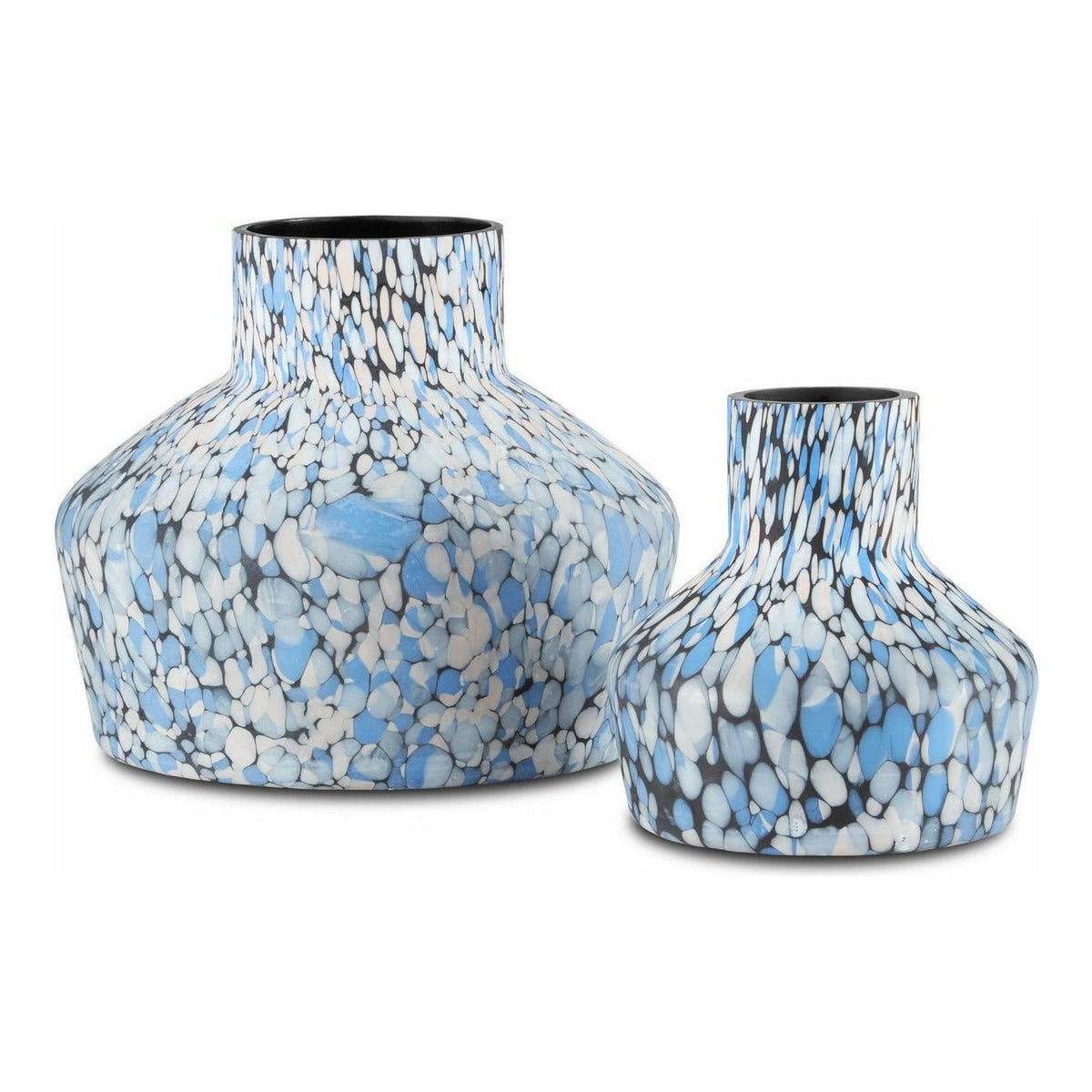 Currey and Company - Niva Blue Confetti Vase, Set of 2 - 1200-0500 | Montreal Lighting & Hardware