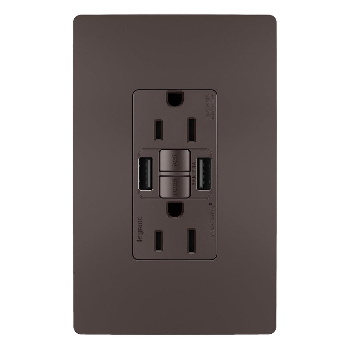 Legrand Radiant - radiant® 15A Tamper Resistant Self Test GFCI USB Type AA Outlet - 1597TRUSBAA | Montreal Lighting & Hardware