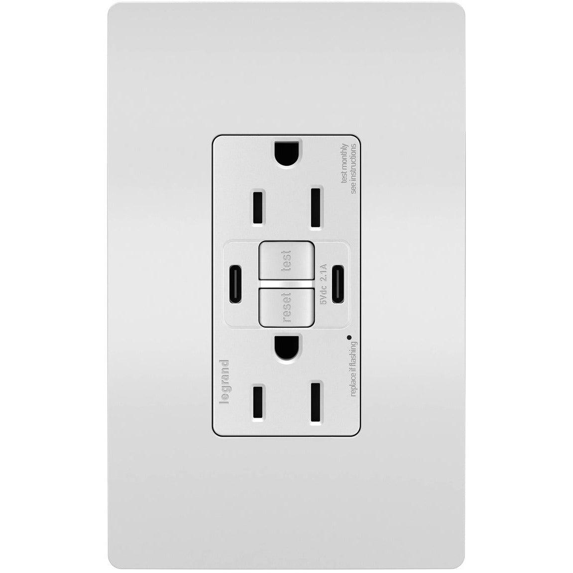 Legrand Radiant - radiant® 15A Tamper Resistant Self Test GFCI USB Type CC Outlet - 1597TRUSBCCW | Montreal Lighting & Hardware
