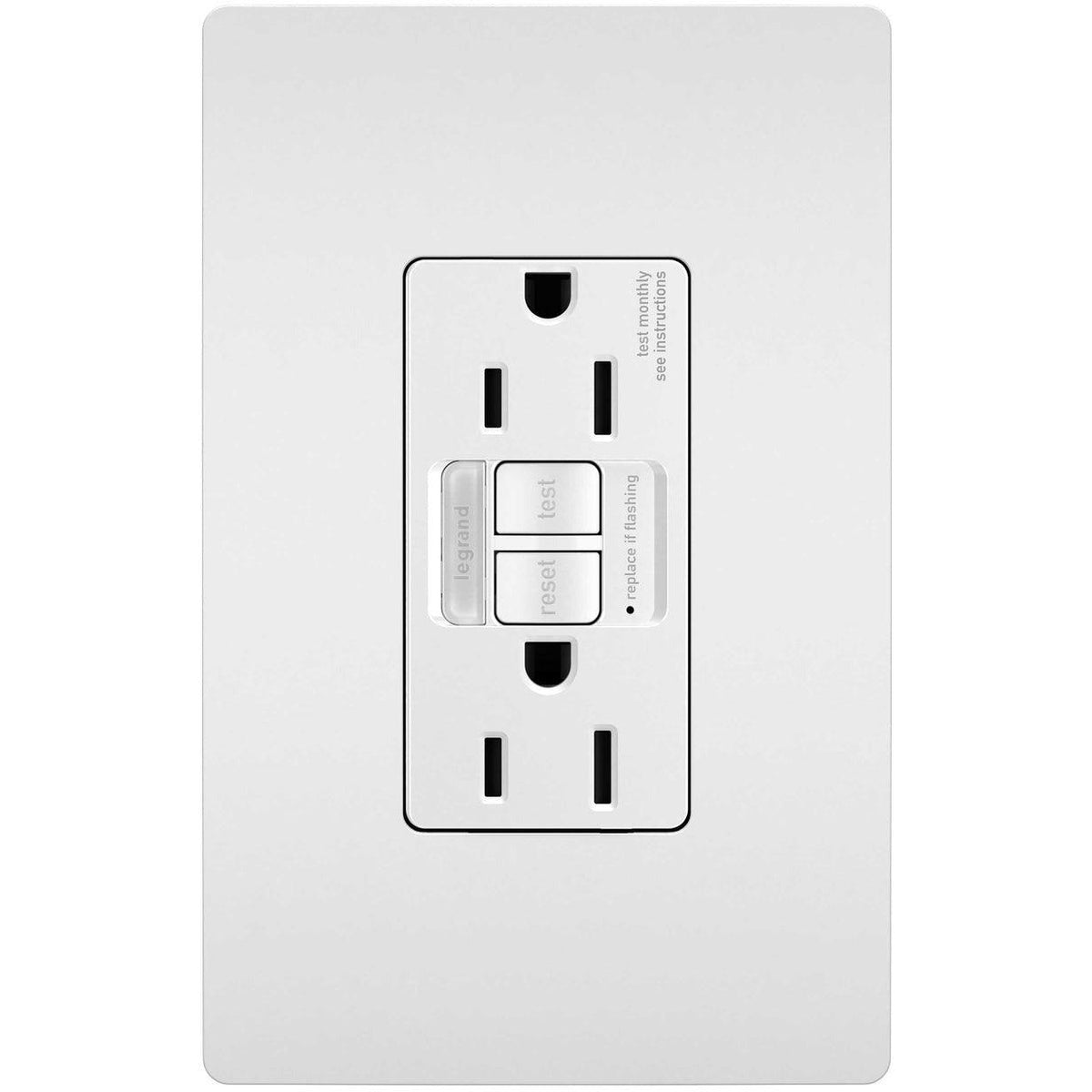 Legrand Radiant - radiant® 15A Tamper Resistant Self Test GFCI Outlet with Night Light - 1597NTLTRW | Montreal Lighting & Hardware