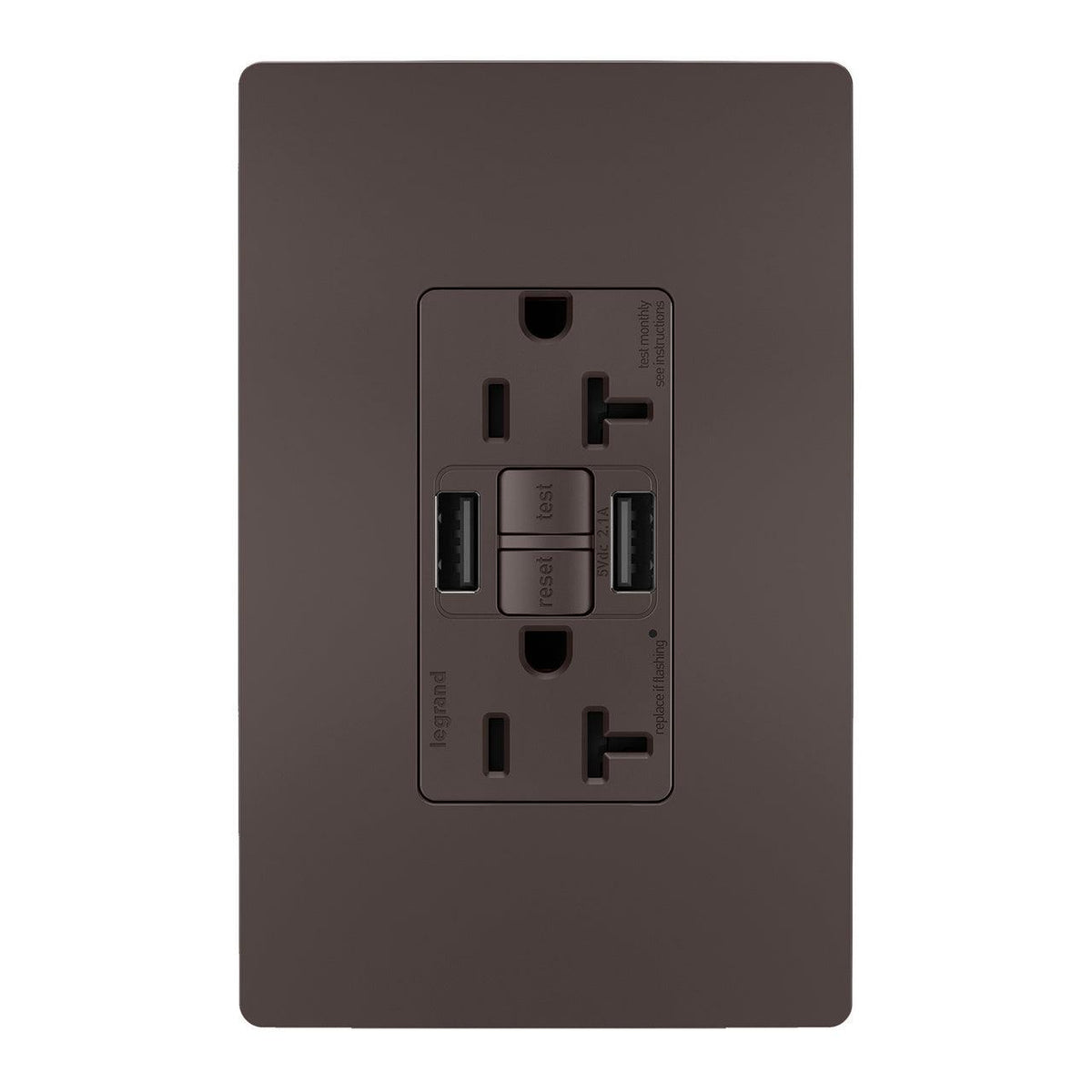 Legrand Radiant - radiant® 20A Tamper Resistant Self Test GFCI USB Type A/A Outlet - 2097TRUSBAA | Montreal Lighting & Hardware