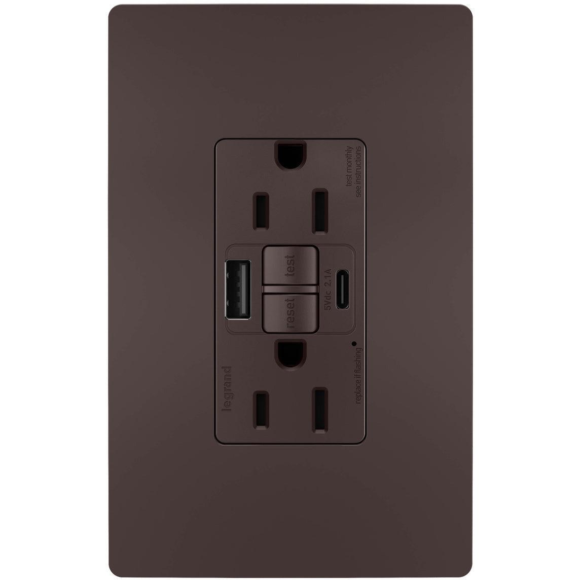 Legrand Radiant - radiant® 15A Tamper Resistant Self Test GFCI USB Type AC Outlet - 1597TRUSBACDBC4 | Montreal Lighting & Hardware