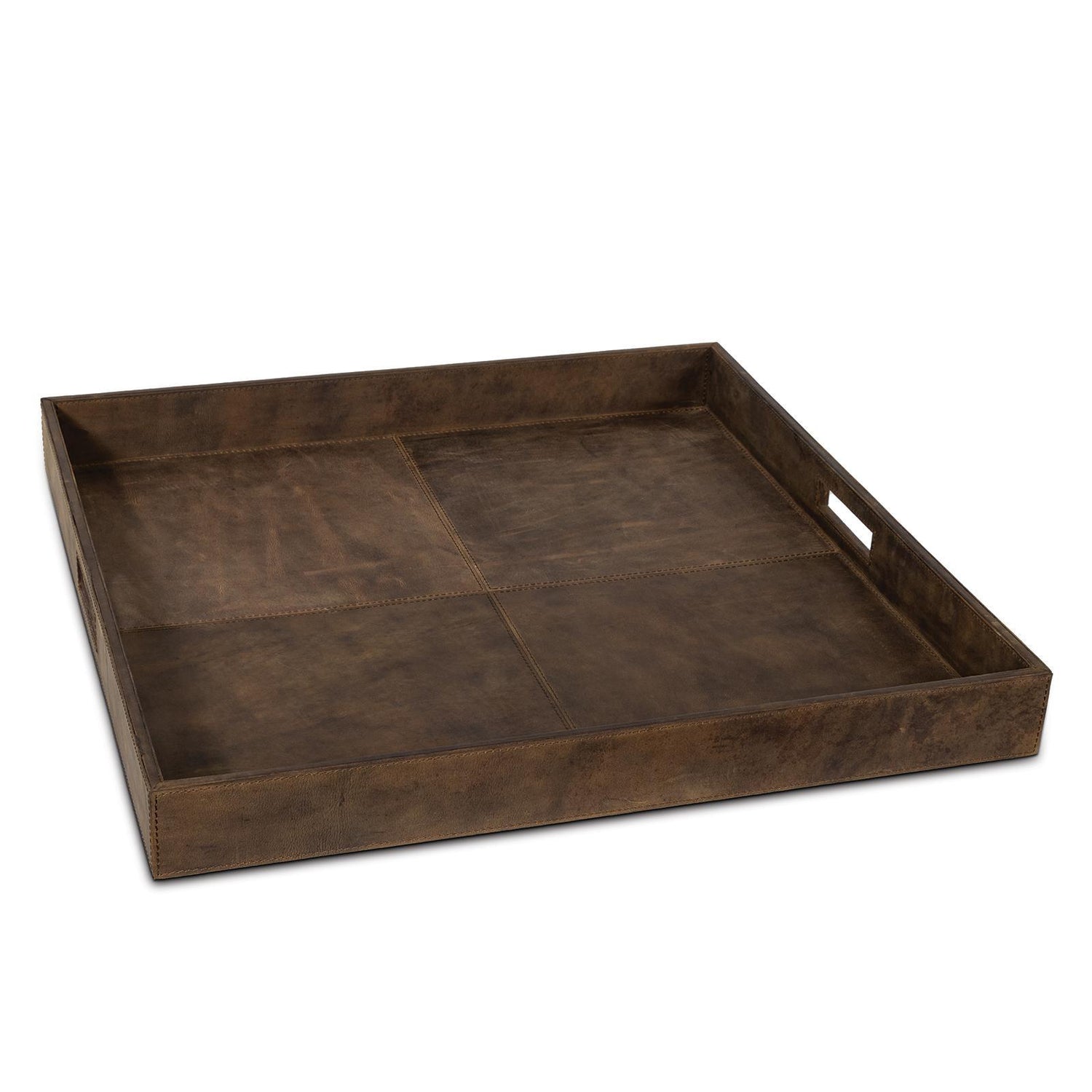 Regina Andrew - Derby Square Leather Tray - 20-1507BRN | Montreal Lighting & Hardware