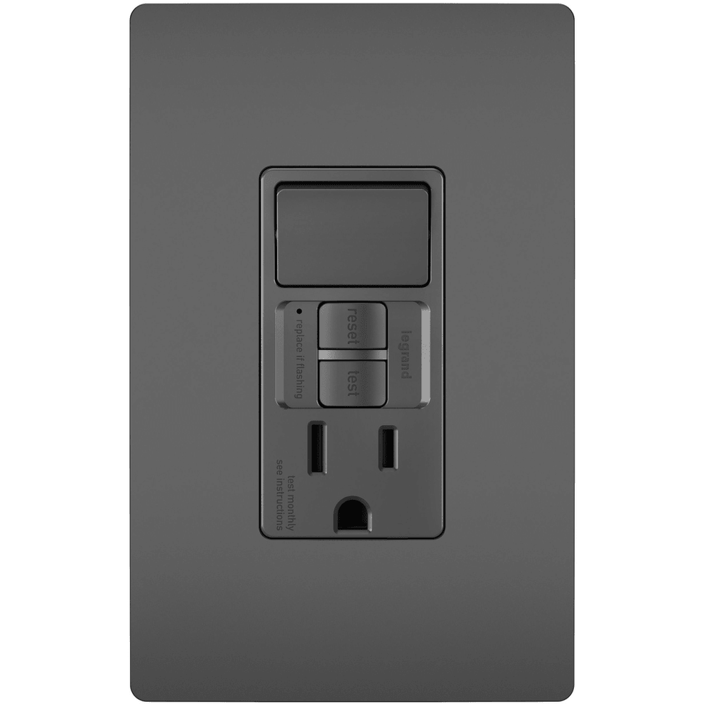 Legrand Radiant - radiant® Single Pole Switch with Tamper Resistant Self Test GFCI Outlet - 1597SWTTRBKCCD4 | Montreal Lighting & Hardware