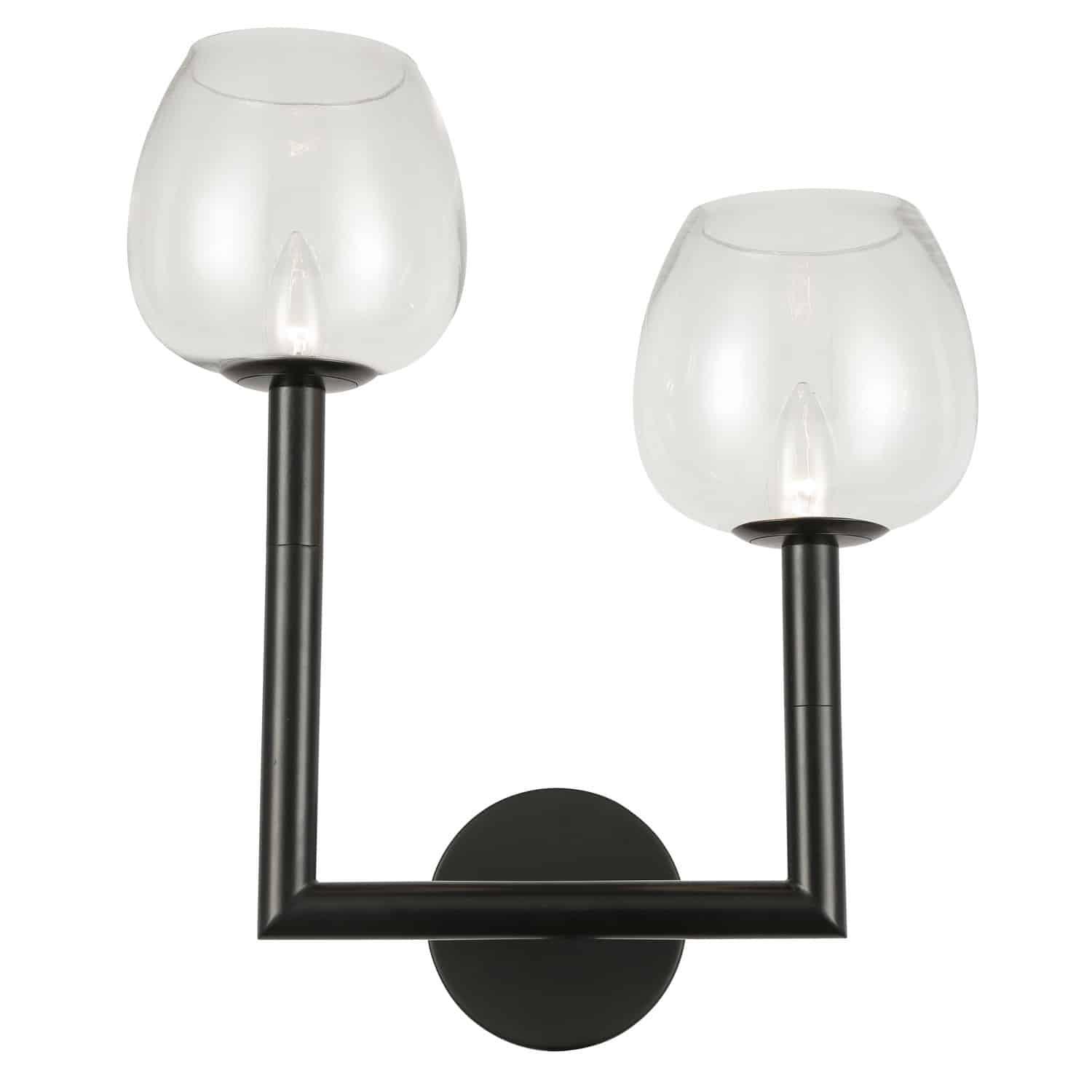 Dainolite - Nora Double Wall Sconce - NOR-L-112W-MB-CLR | Montreal Lighting & Hardware