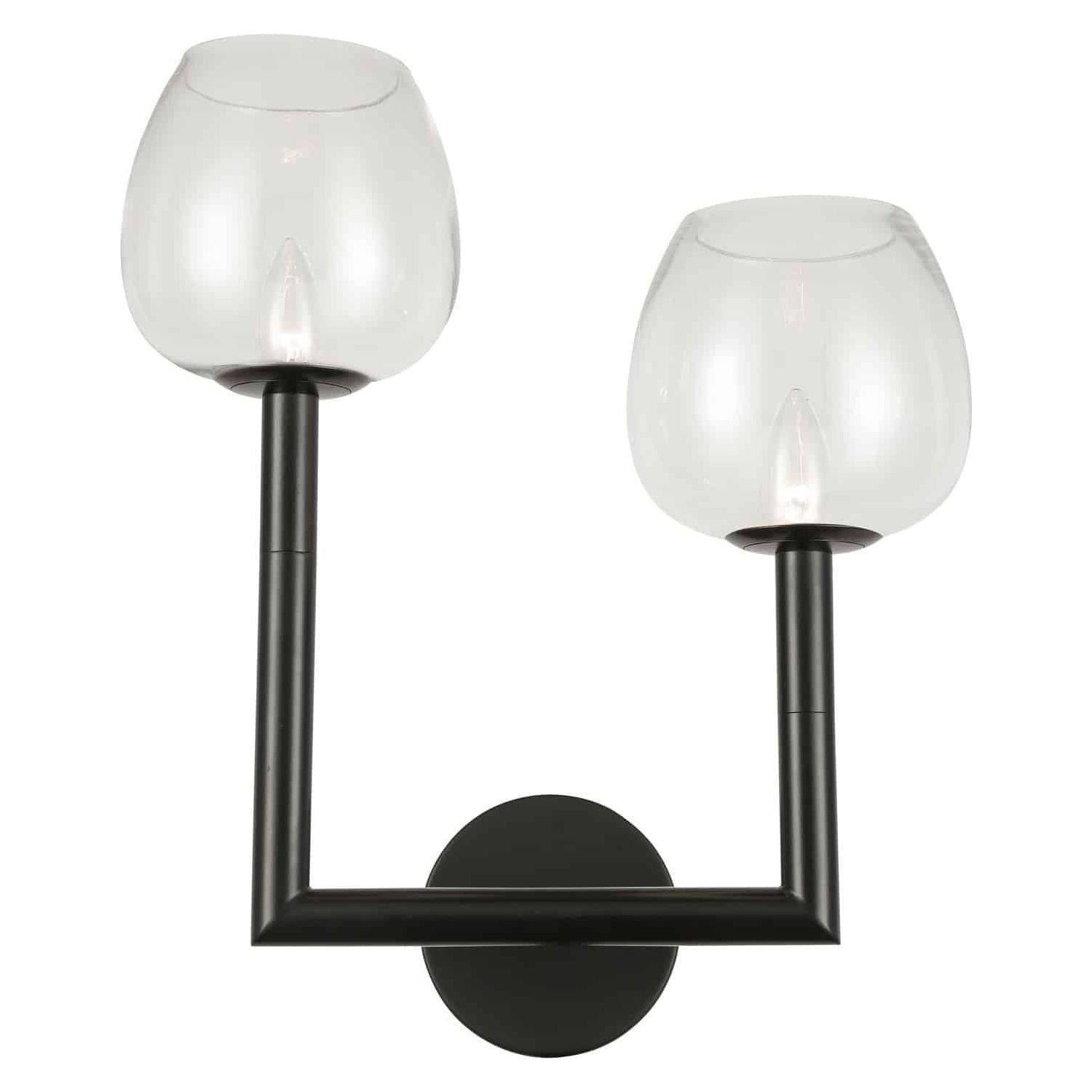 Dainolite - Nora Double Wall Sconce - NOR-L-112W-MB-CLR | Montreal Lighting & Hardware