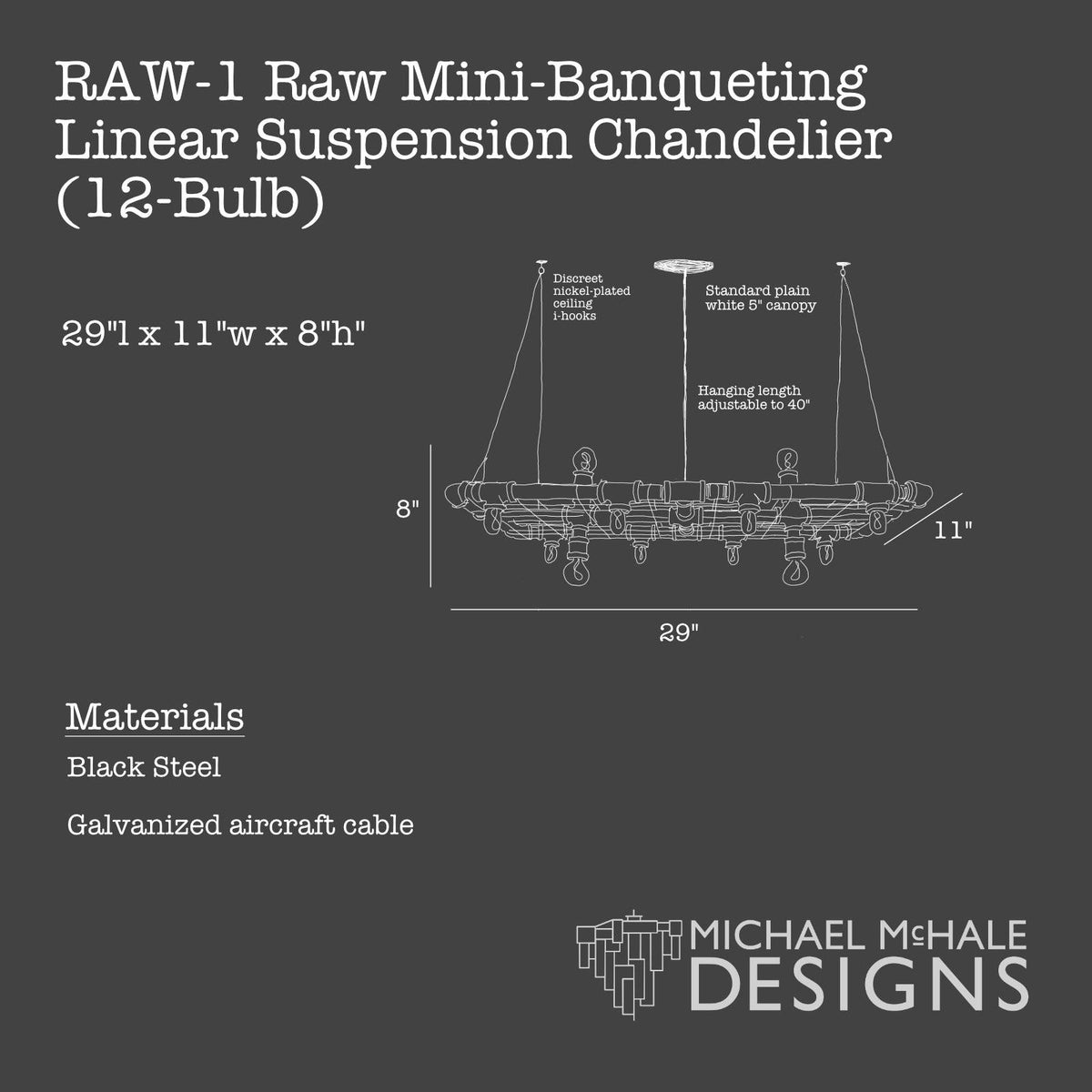 Michael Mchale Designs - Raw Banqueting Linear Suspension - RAW-3 | Montreal Lighting & Hardware