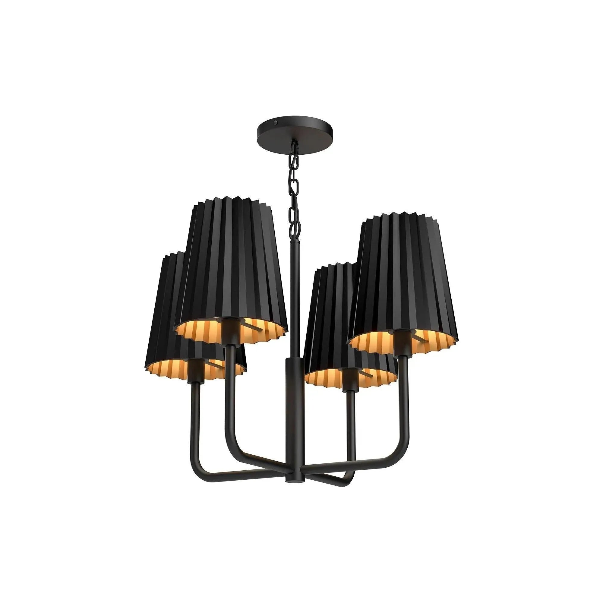 Alora Lighting - Plisse Metal Shade Chandelier - CH528423AG | Montreal Lighting & Hardware