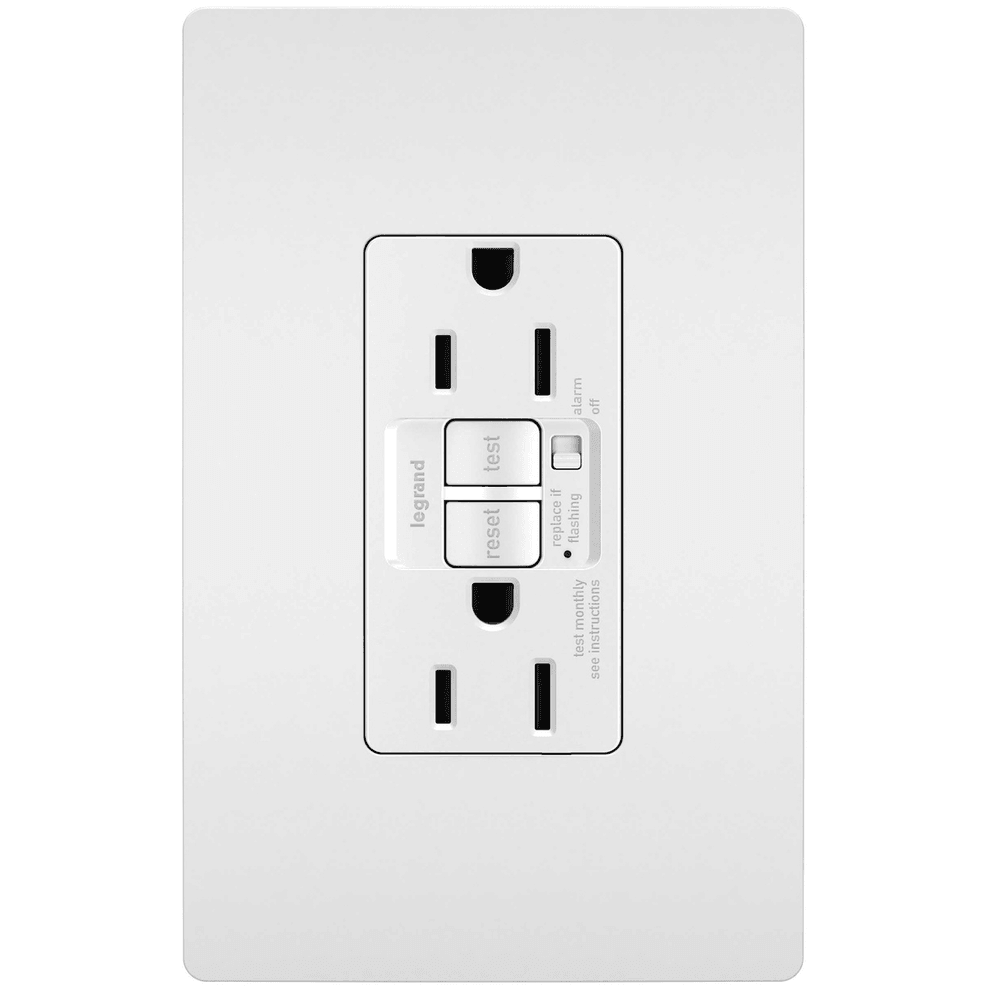 Legrand Radiant - radiant® 15A Tamper Resistant Self Test GFCI Outlet with Audible Alarm - 1597TRAW | Montreal Lighting & Hardware