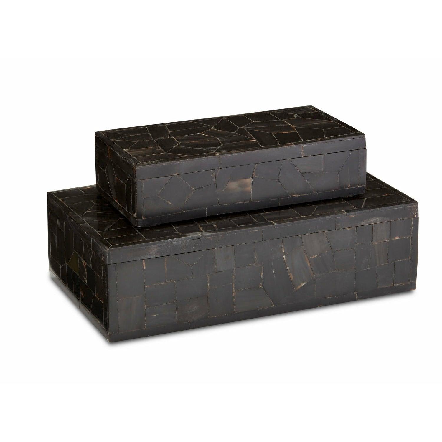 Currey and Company - Black Bone Box Set of 2 - 1200-0452 | Montreal Lighting & Hardware