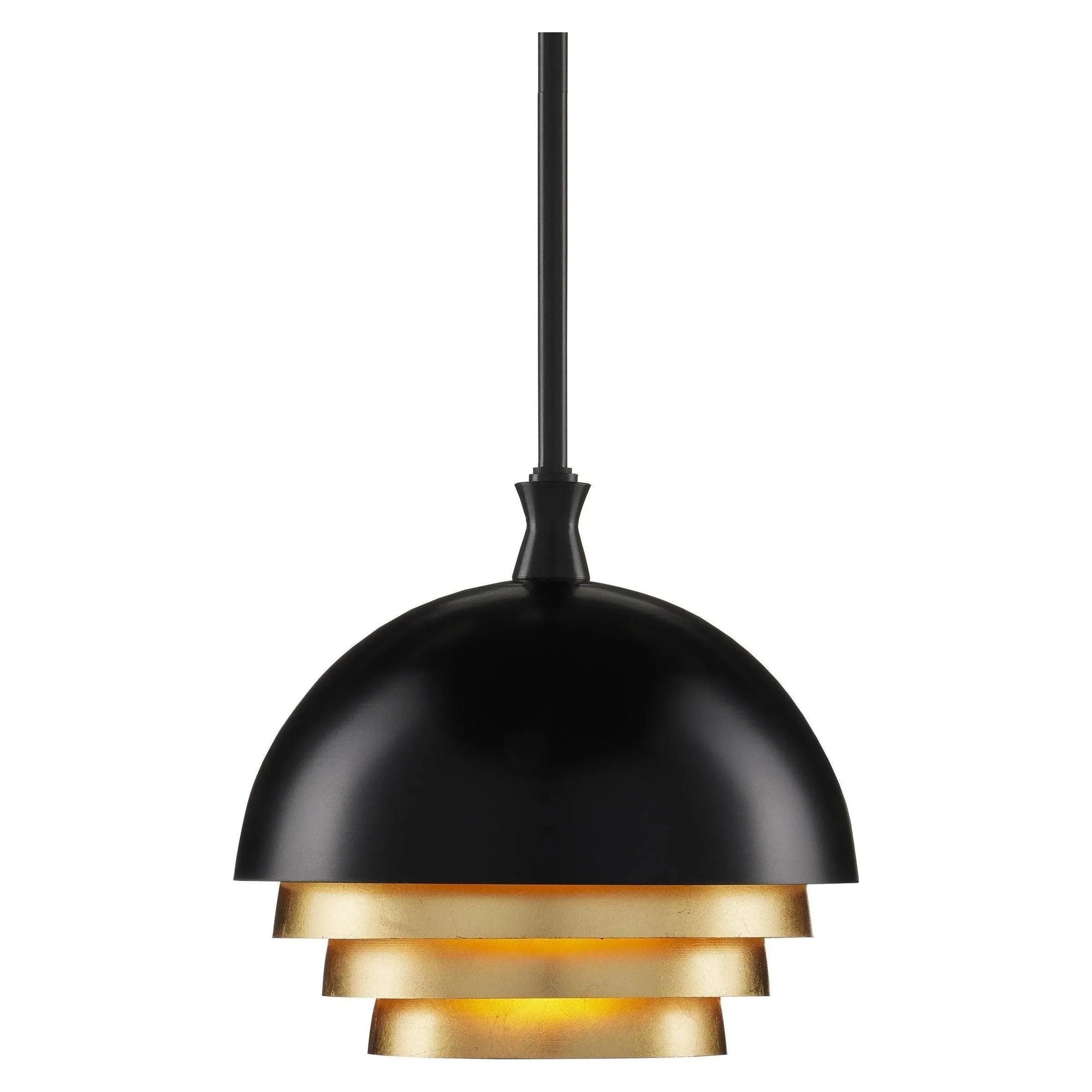 Currey and Company - 9000-1075 - Three Light Pendant - Salviati - Black/Gold Leaf