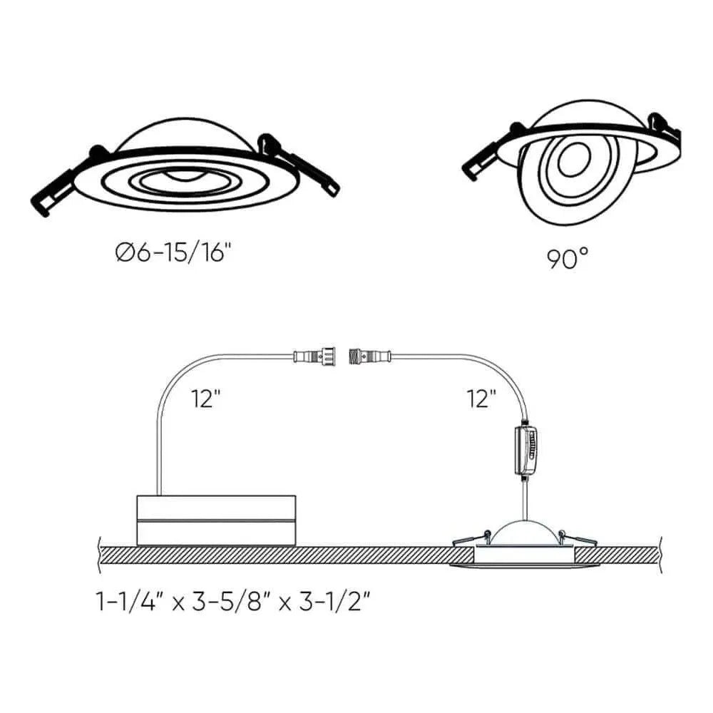DALS Lighting - FGM 6 Inch 5CCT LED Gimbal Light - FGM6-CC-BK | Montreal Lighting & Hardware