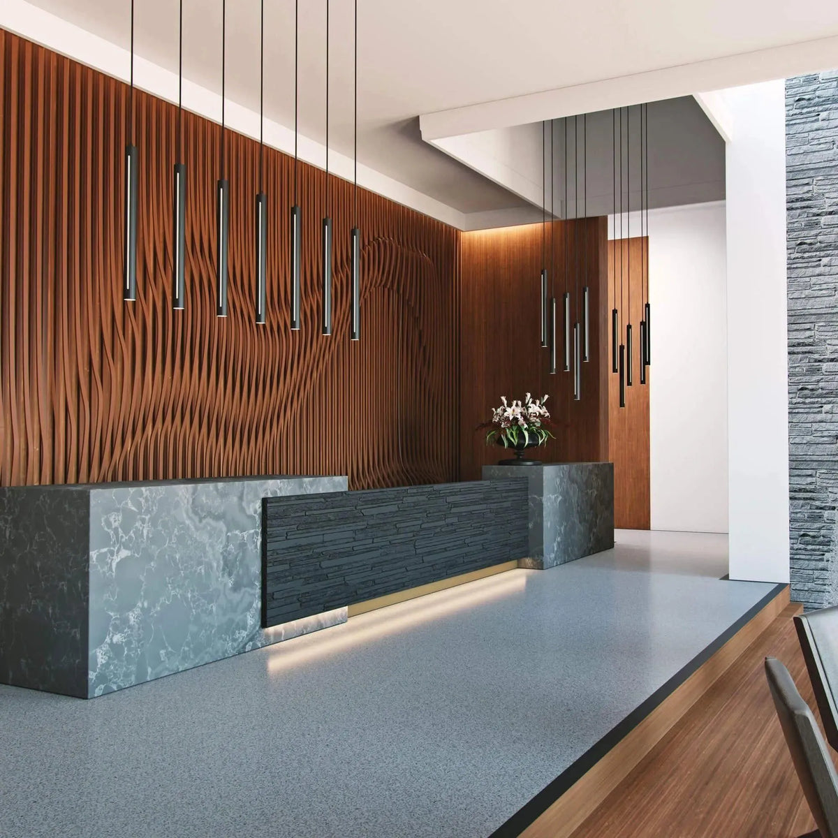 DALS Lighting - PDLED CCT LED Duo-Light Cylinder Pendant - PDLED120-24-BK | Montreal Lighting & Hardware