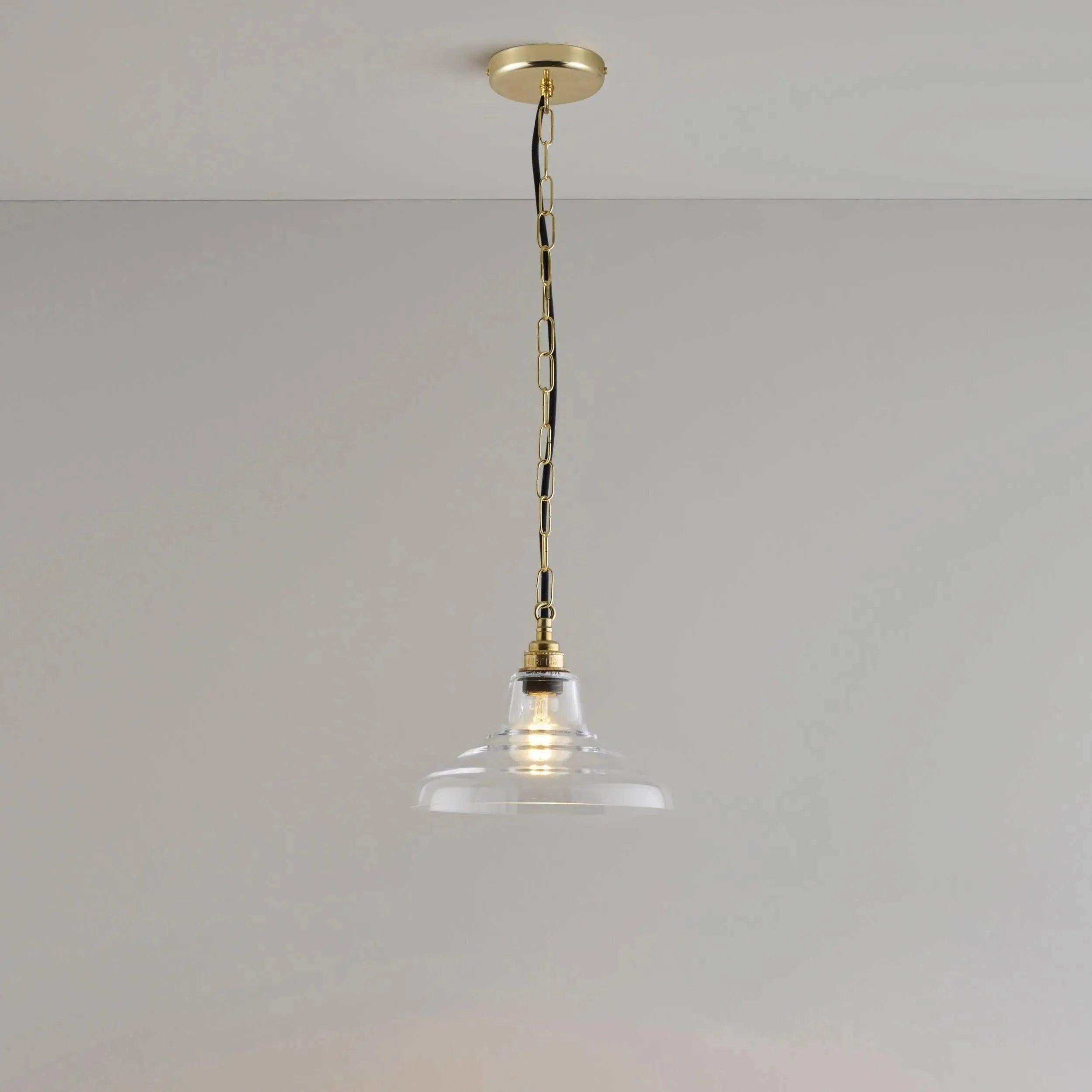 Davey Lighting - Glass School Pendant Light - US-DP8200/S/CL/BR | Montreal Lighting & Hardware