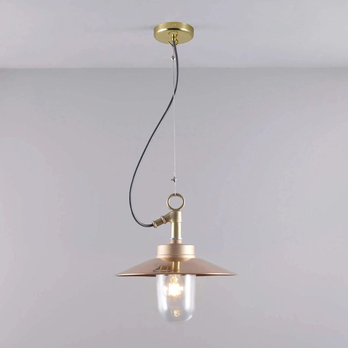 Davey Lighting - Well Glass Pendant With Visor 7680 IP44 - US-DP7680/PE/GM/CL/IP44 | Montreal Lighting & Hardware