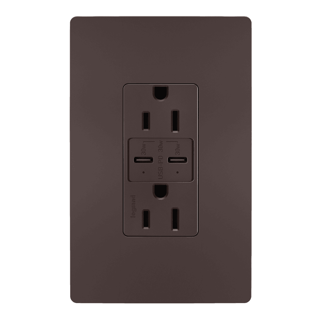 Legrand Radiant - radiant® 15A Tamper Resistant Ultra Fast PLUS Power Delivery USB Type C/C Outlet - R26USBPDDBCC6 | Montreal Lighting & Hardware