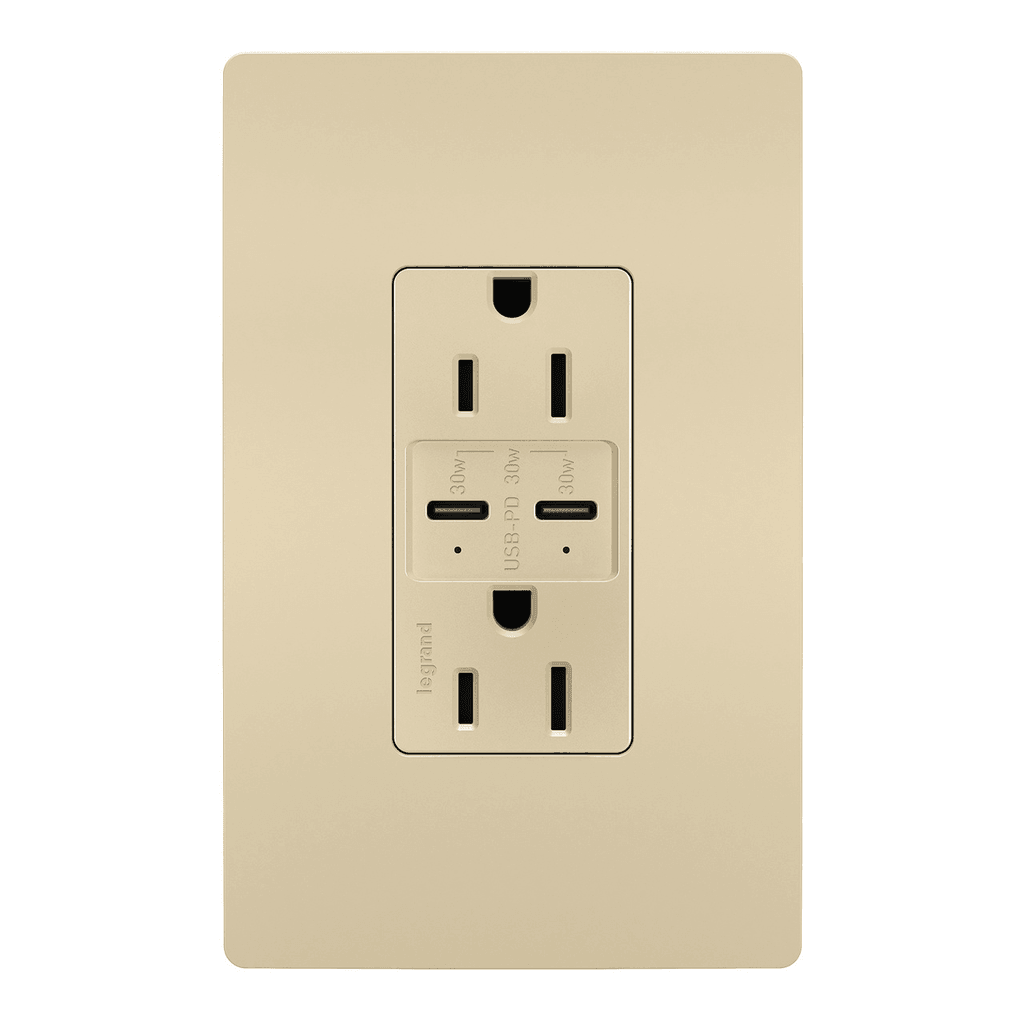 Legrand Radiant - radiant® 15A Tamper Resistant Ultra Fast PLUS Power Delivery USB Type C/C Outlet - R26USBPDI | Montreal Lighting & Hardware